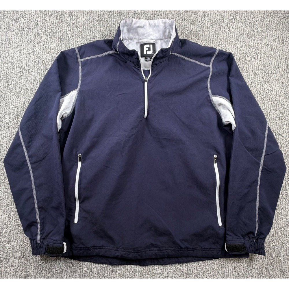 FootJoy Pullover Mens Large Navy Blue 1/4 Zip Golf Windbreaker Jacket